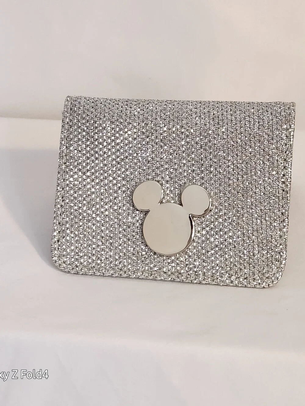 Disney Mickey Mouse Silver Glitter Wallet Phone Case with ID Window